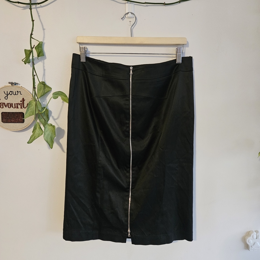 Lida Baday Black Satin Midi Skirt
